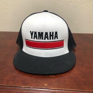 Yamaha Black and White Cap with Red Stripe